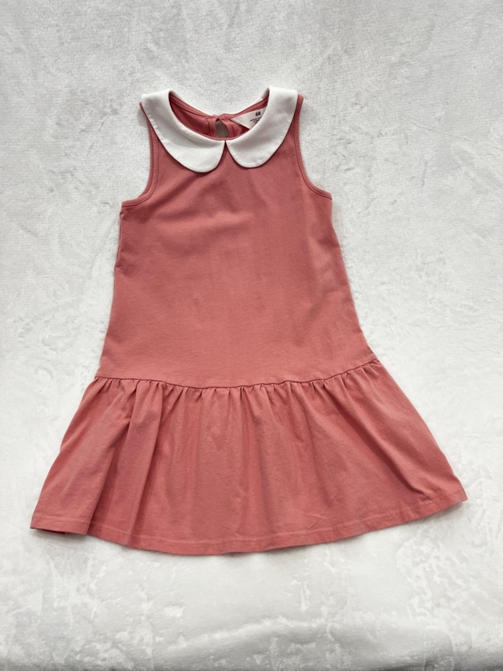H&M Cotton Kids Girl Dress With Collar Size 5/6 Years Light Pink